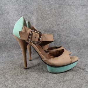 Just Fabulous Shoes Womens 7 Stiletto Pumps Platform Buckle Ankle Strap Open Toe